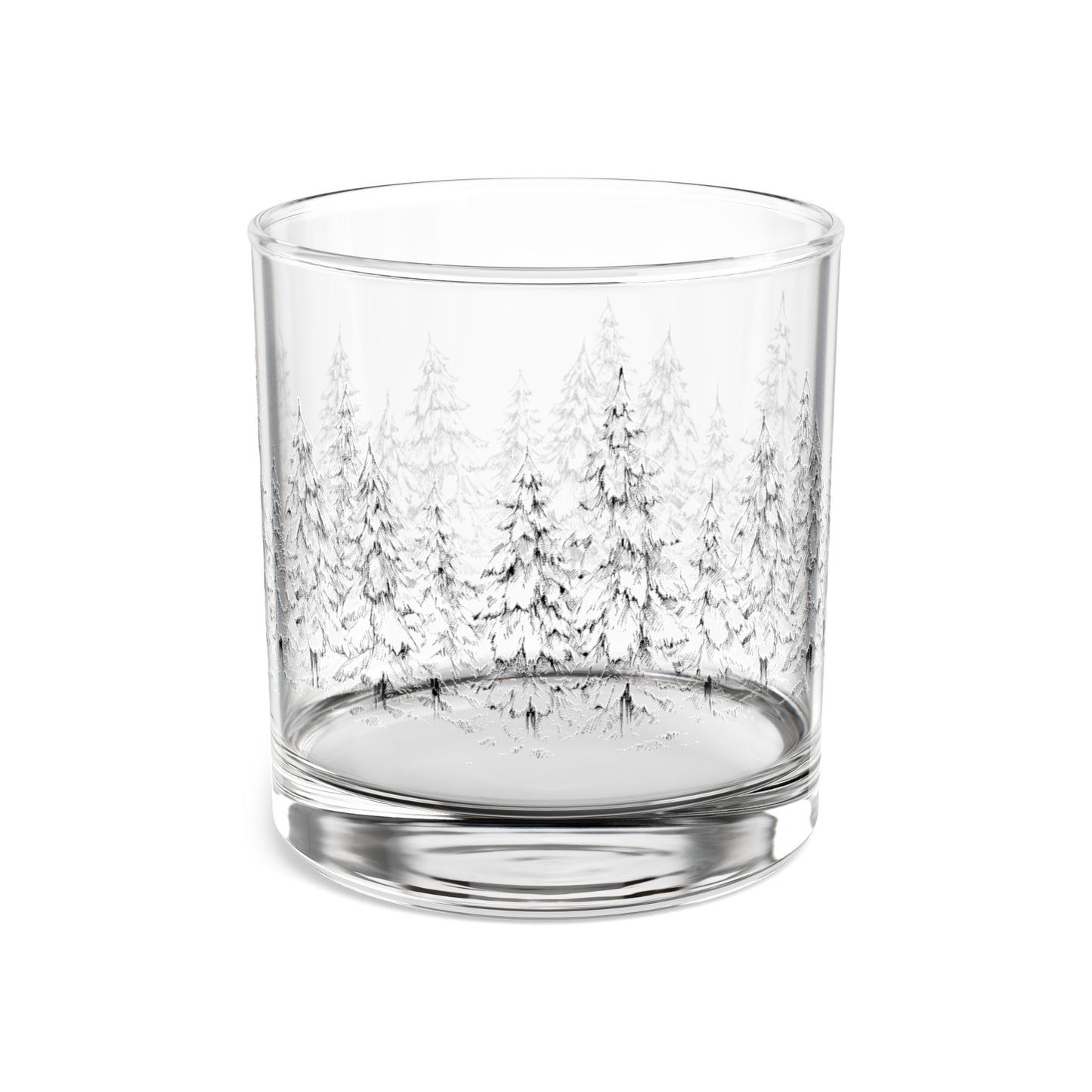 Snow Covered Trees Rocks Glass, 10oz