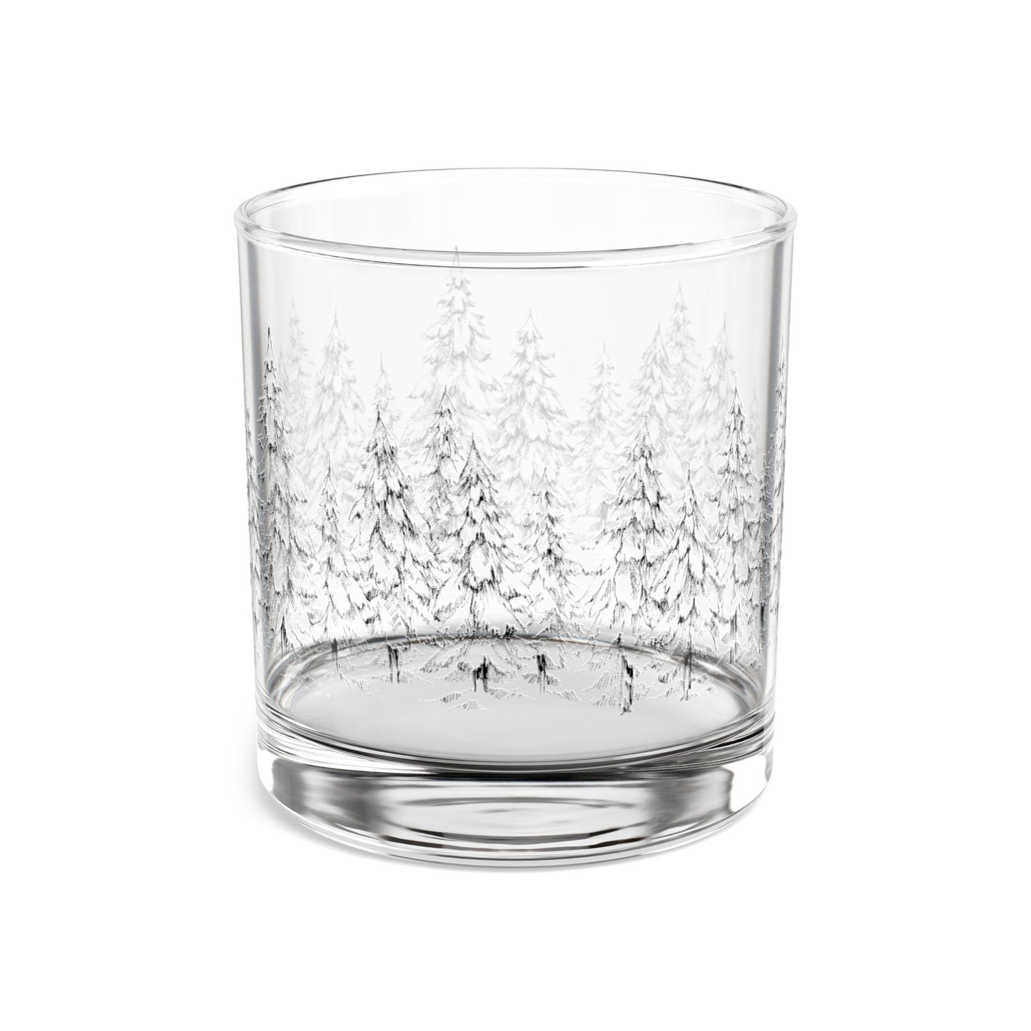 Snow Covered Trees Rocks Glass, 10oz