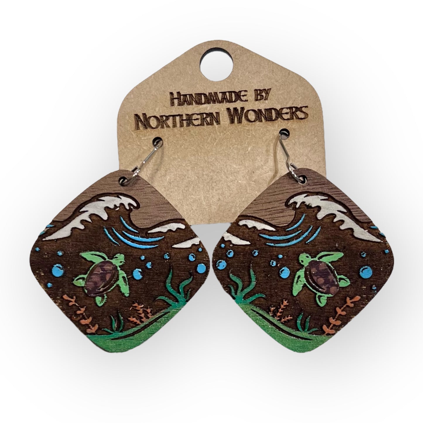 Sea Turtle Wood Earring