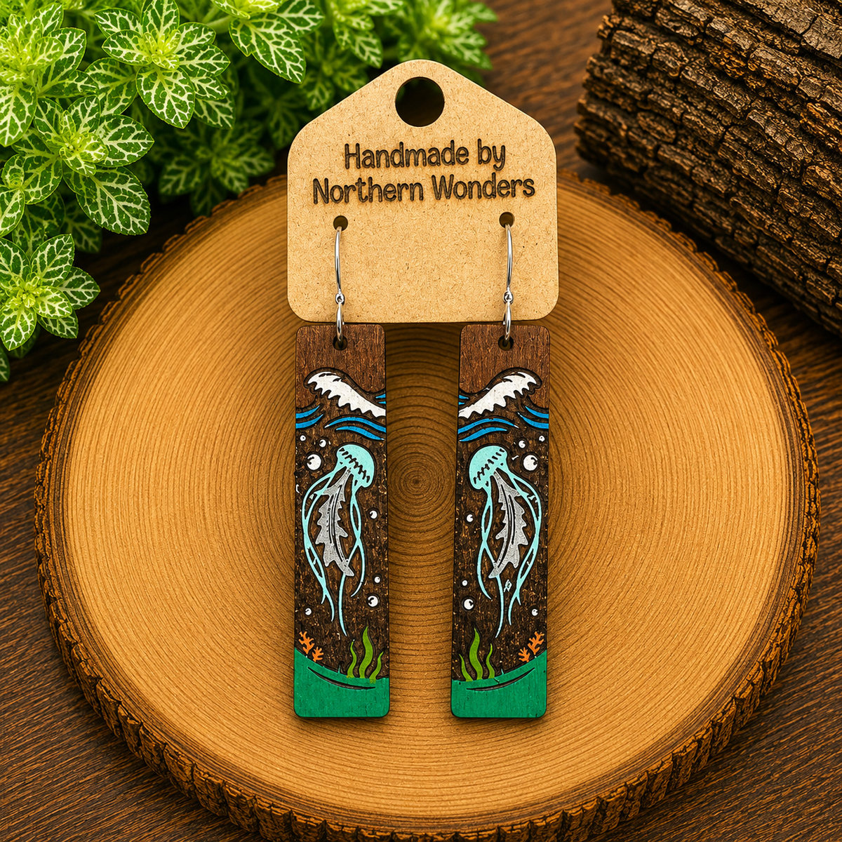 Jellyfish Wood Earrings