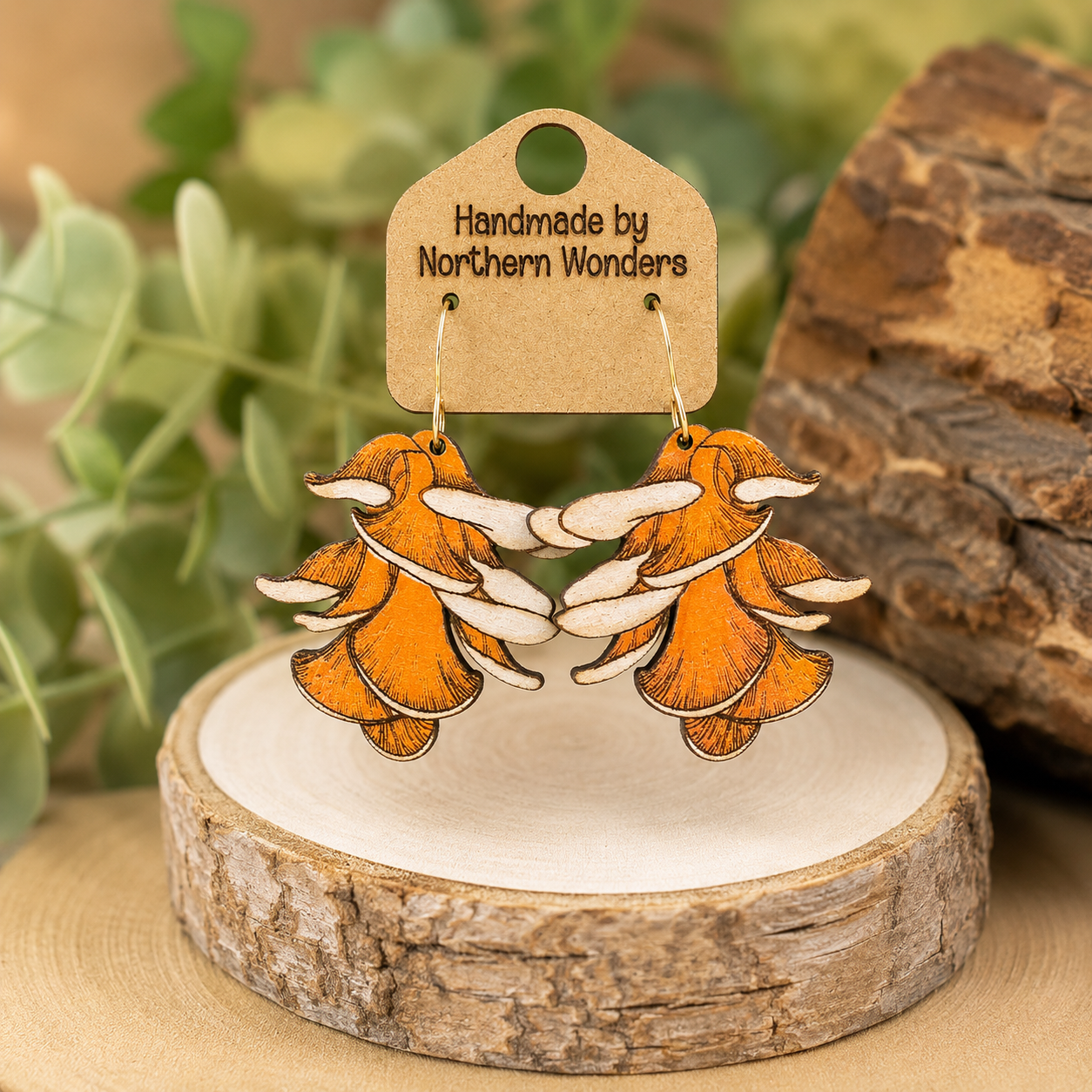 Mushroom Wood Earrings