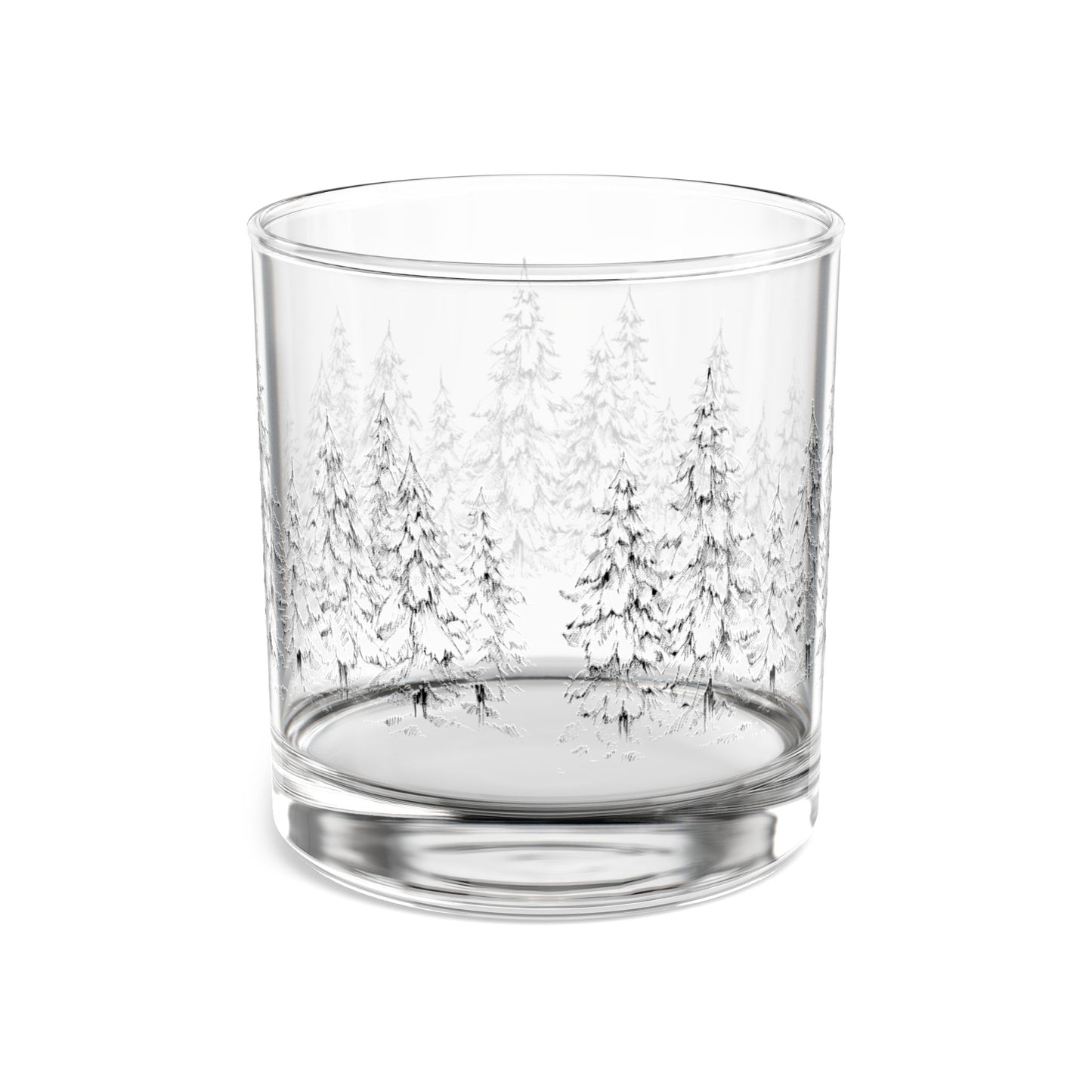 Snow Covered Trees Rocks Glass, 10oz