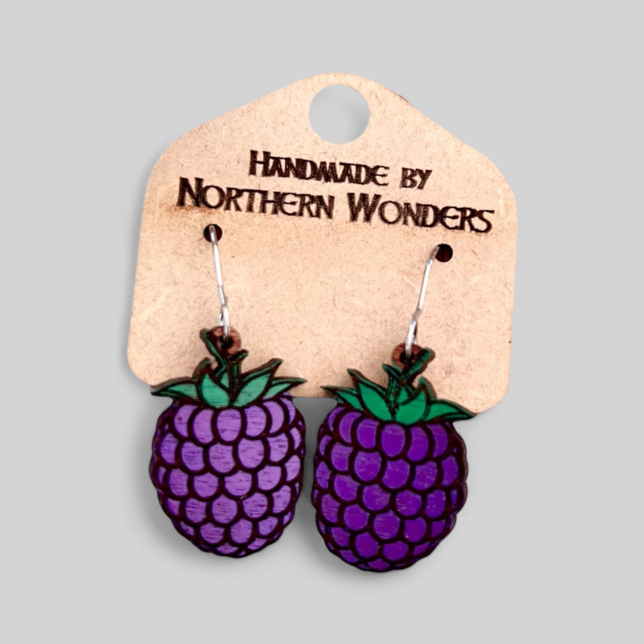 Blackberries Wood Earring