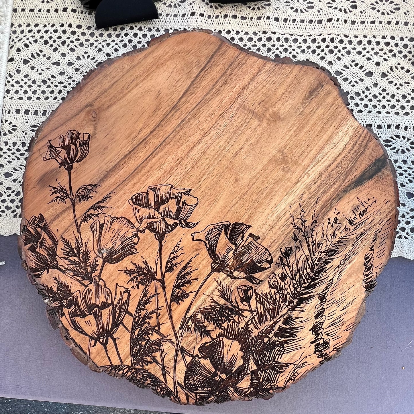 17" Wild Poppies Lazy Susan