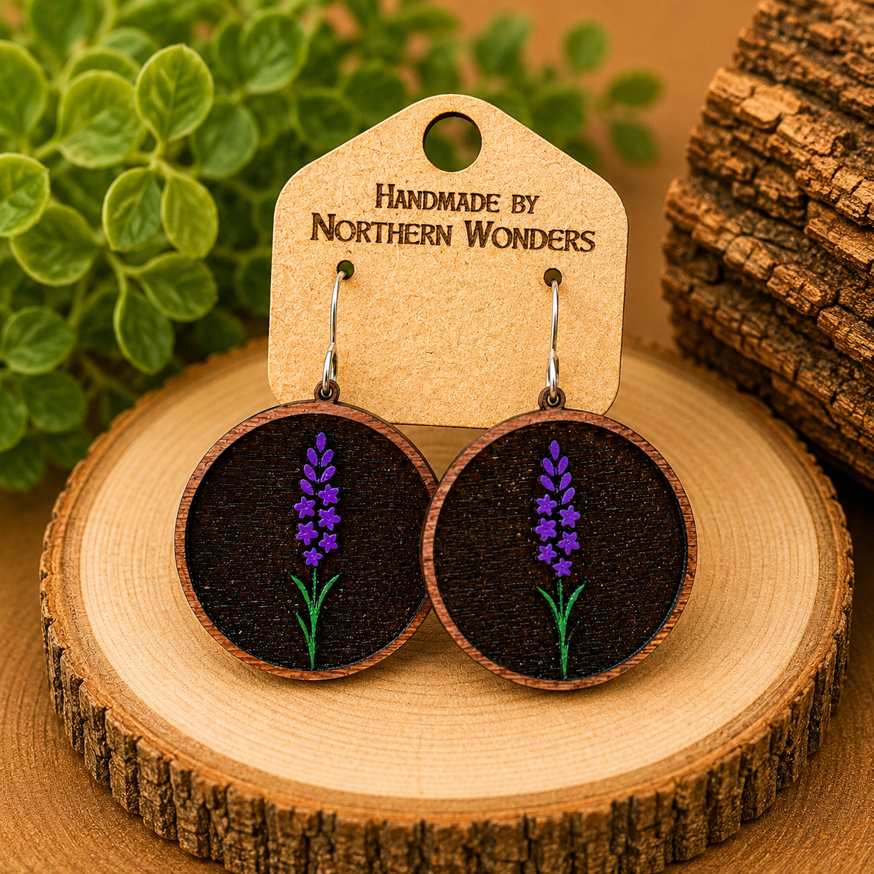 Lavender Wood Earring