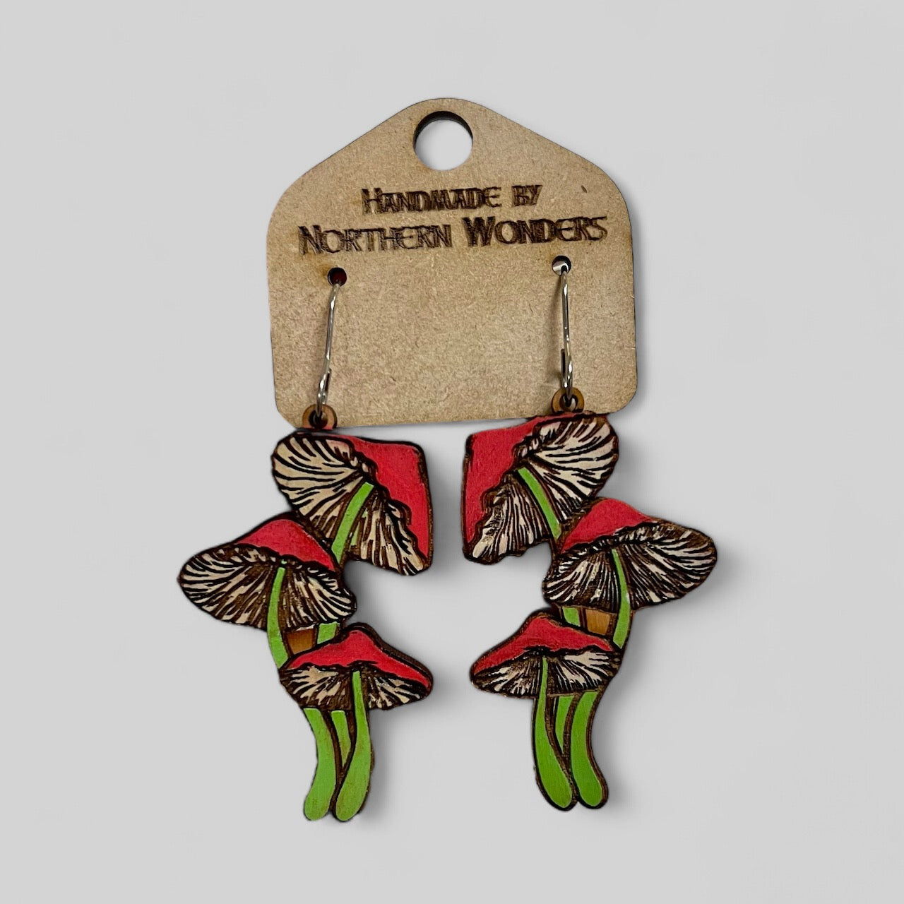 Mushroom Wood Earring