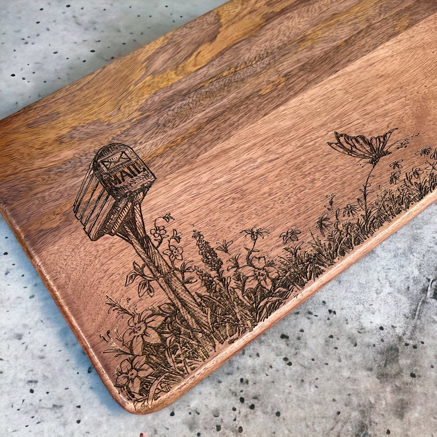 Floral Mail Box Cutting Board