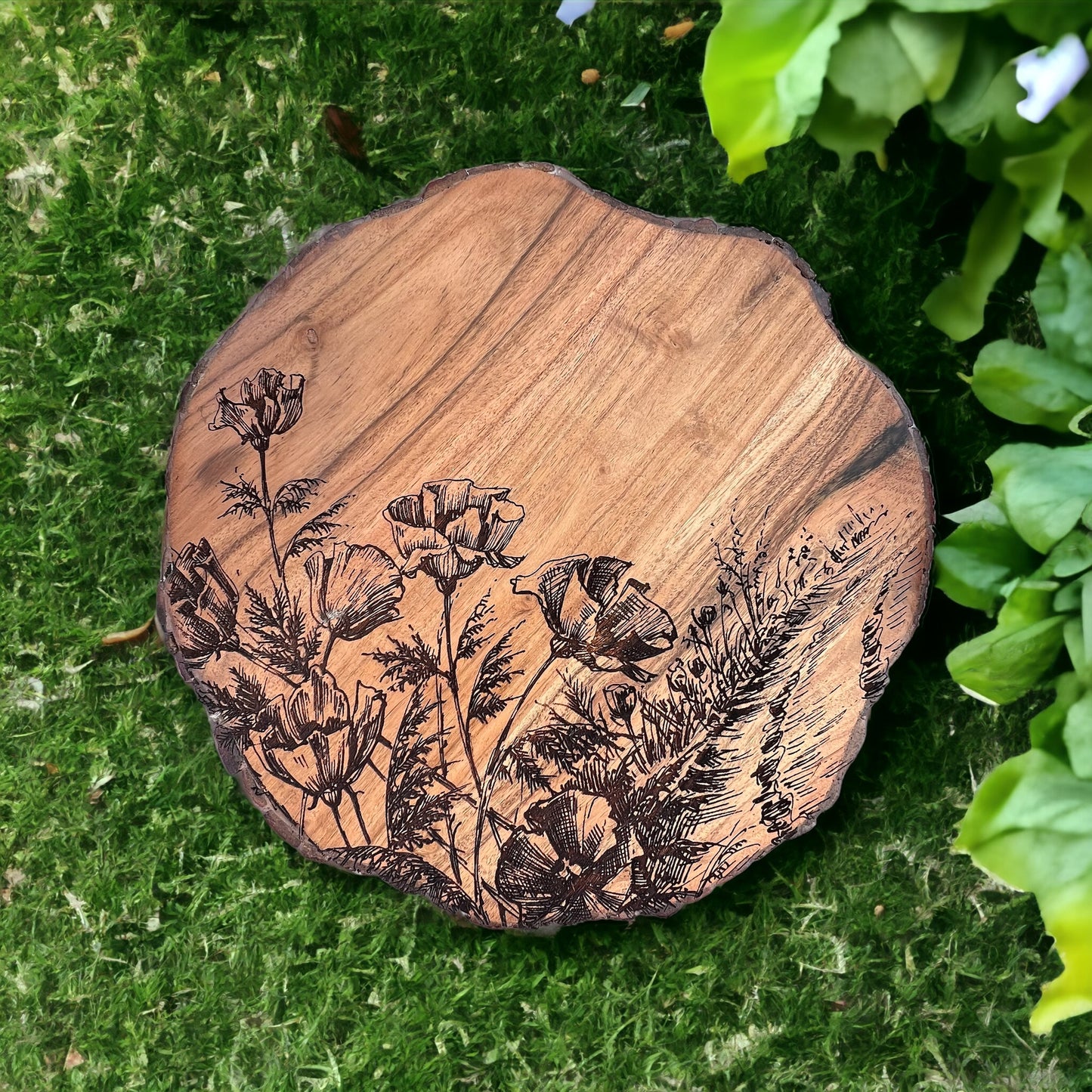 17" Wild Poppies Lazy Susan