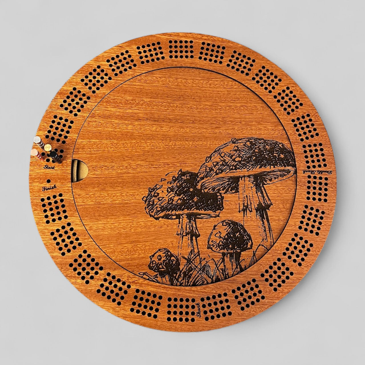 Mushroom Cherry Cribbage Board