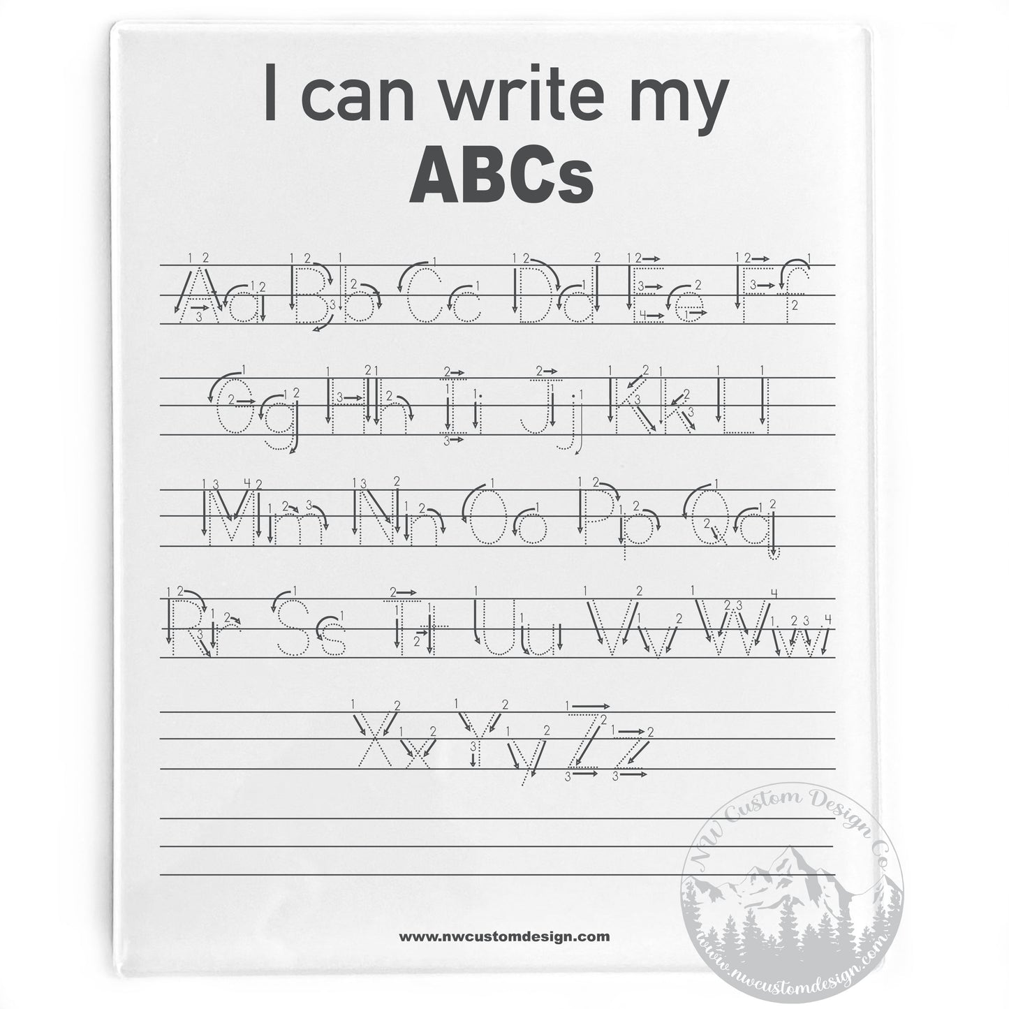 D'nealian Alphabet Dry Erase Board