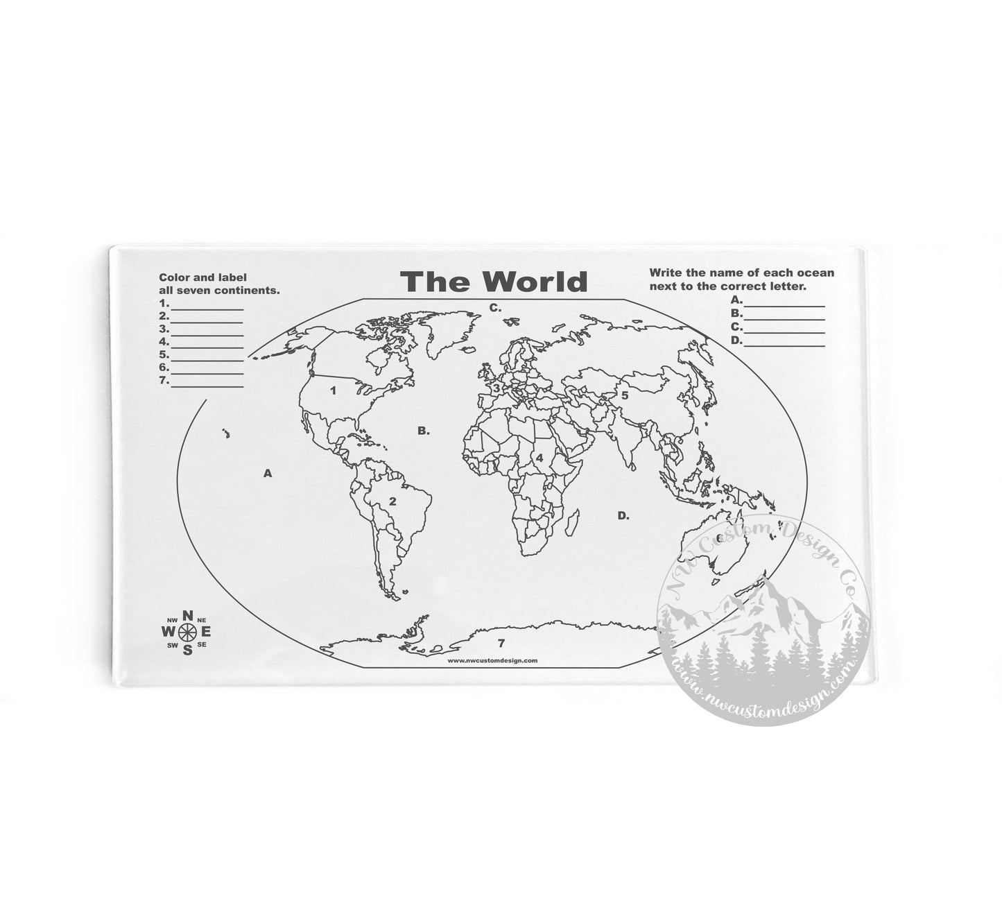 World Map Dry Erase Board
