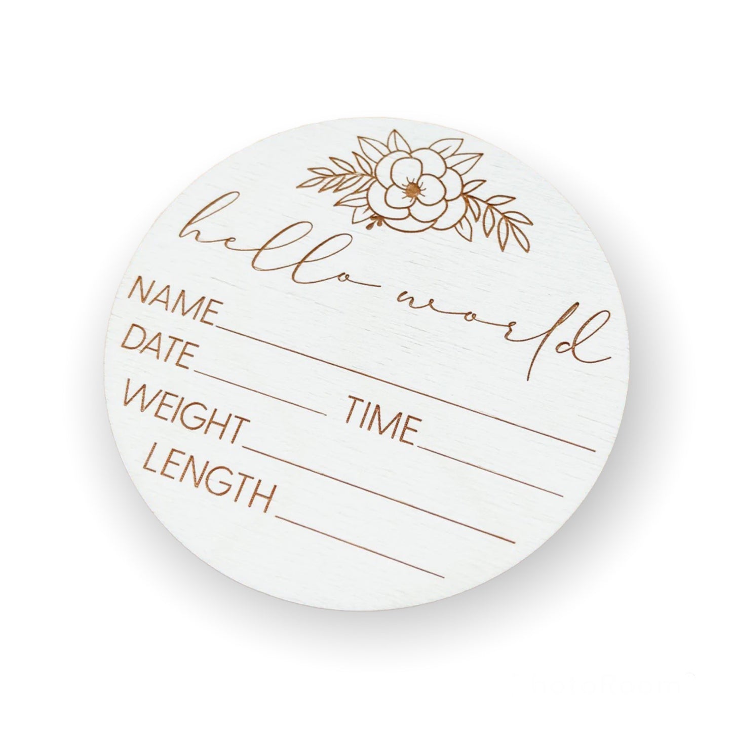 8" Floral Hello World Sign