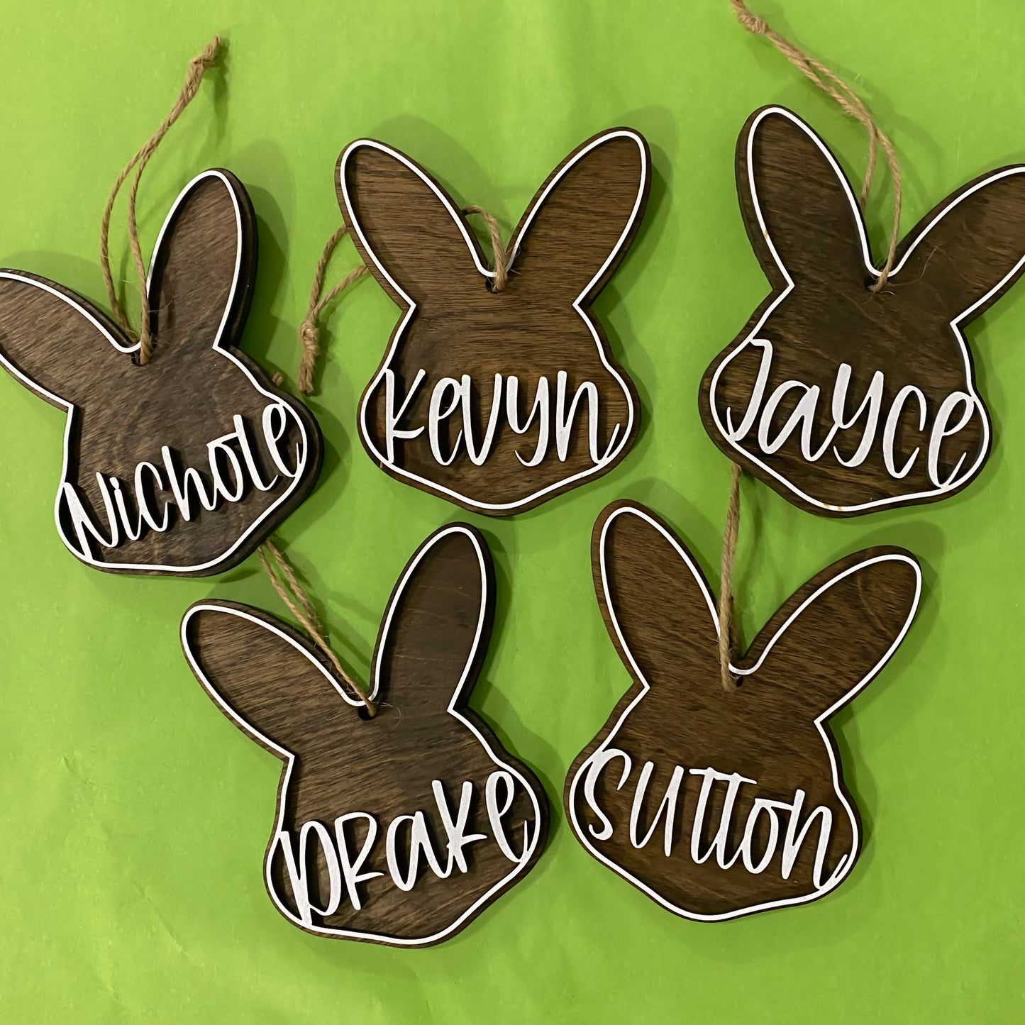 4" Farmhouse Bunny Basket Tag