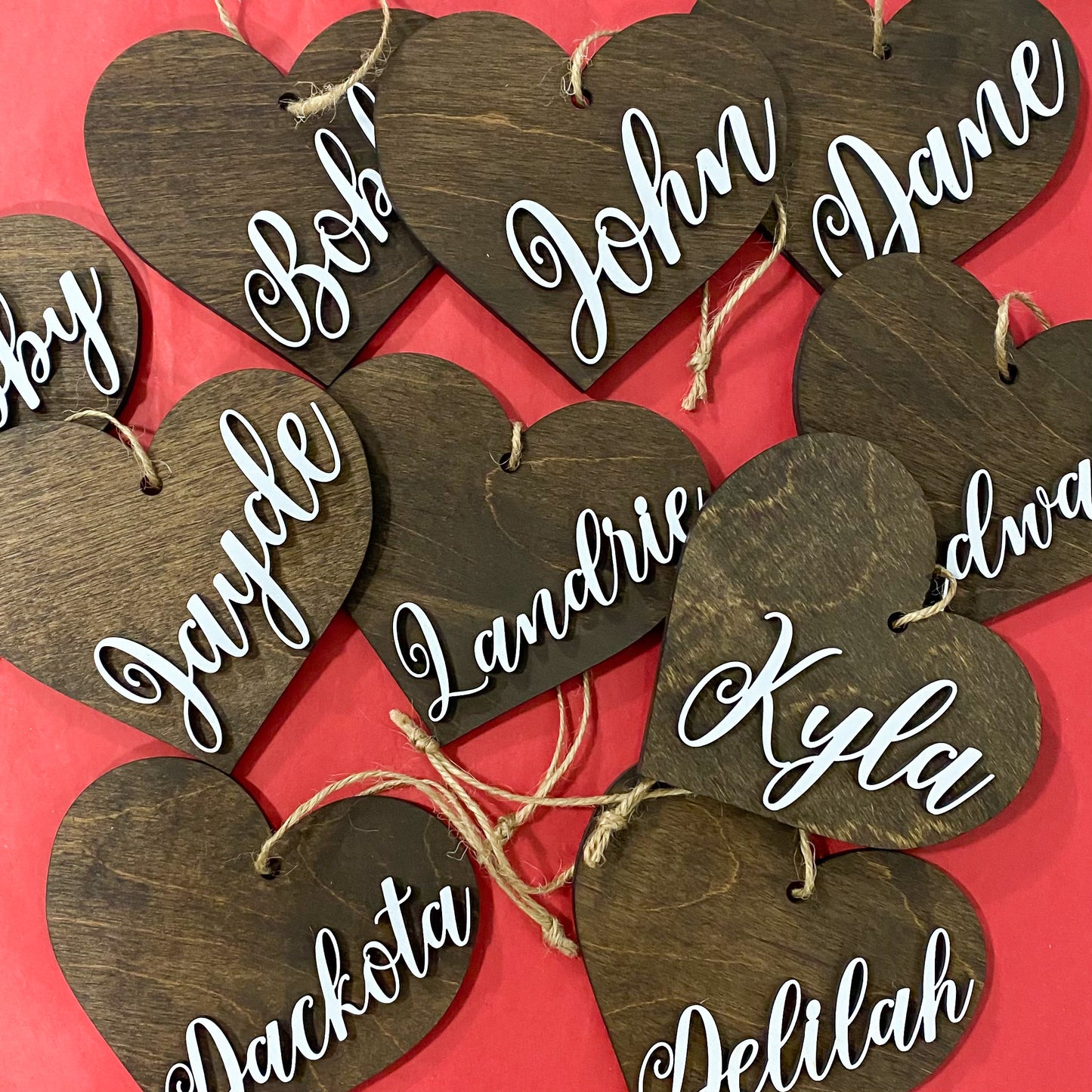 Farmhouse Wood Hearts with Name