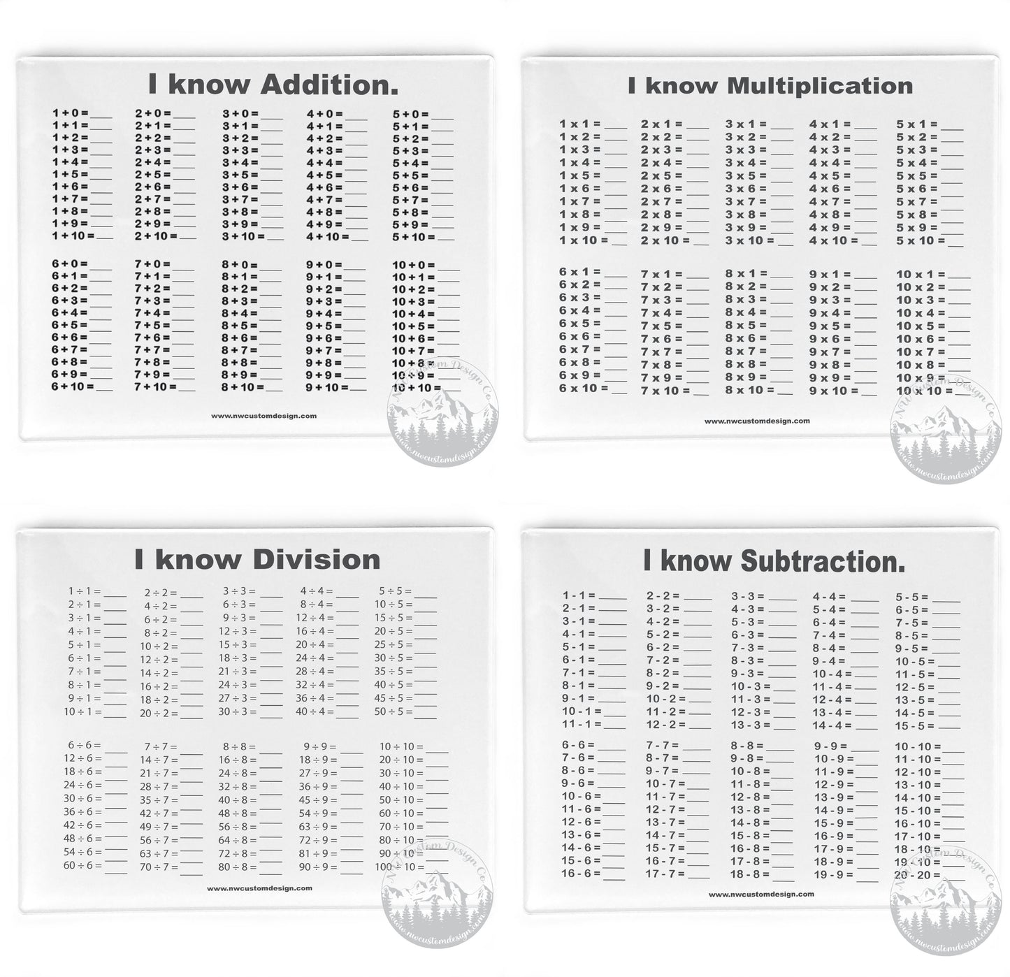 Math Dry Erase Board Bundle