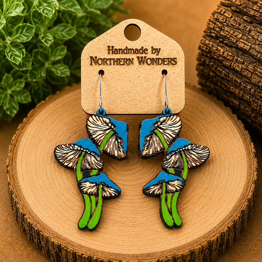 Mushroom Wood Earring
