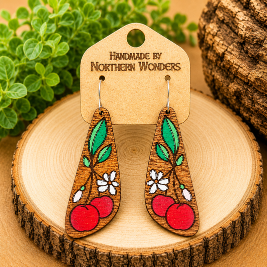 Cherries Wood Earring