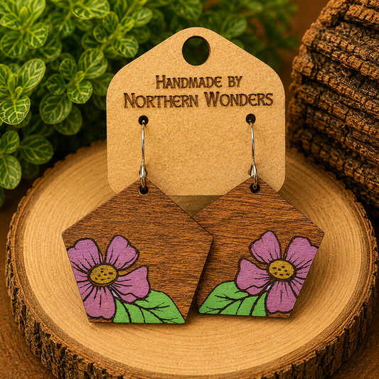 Flower Wood Earring