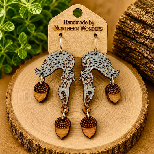 Squirrel Wood Earring