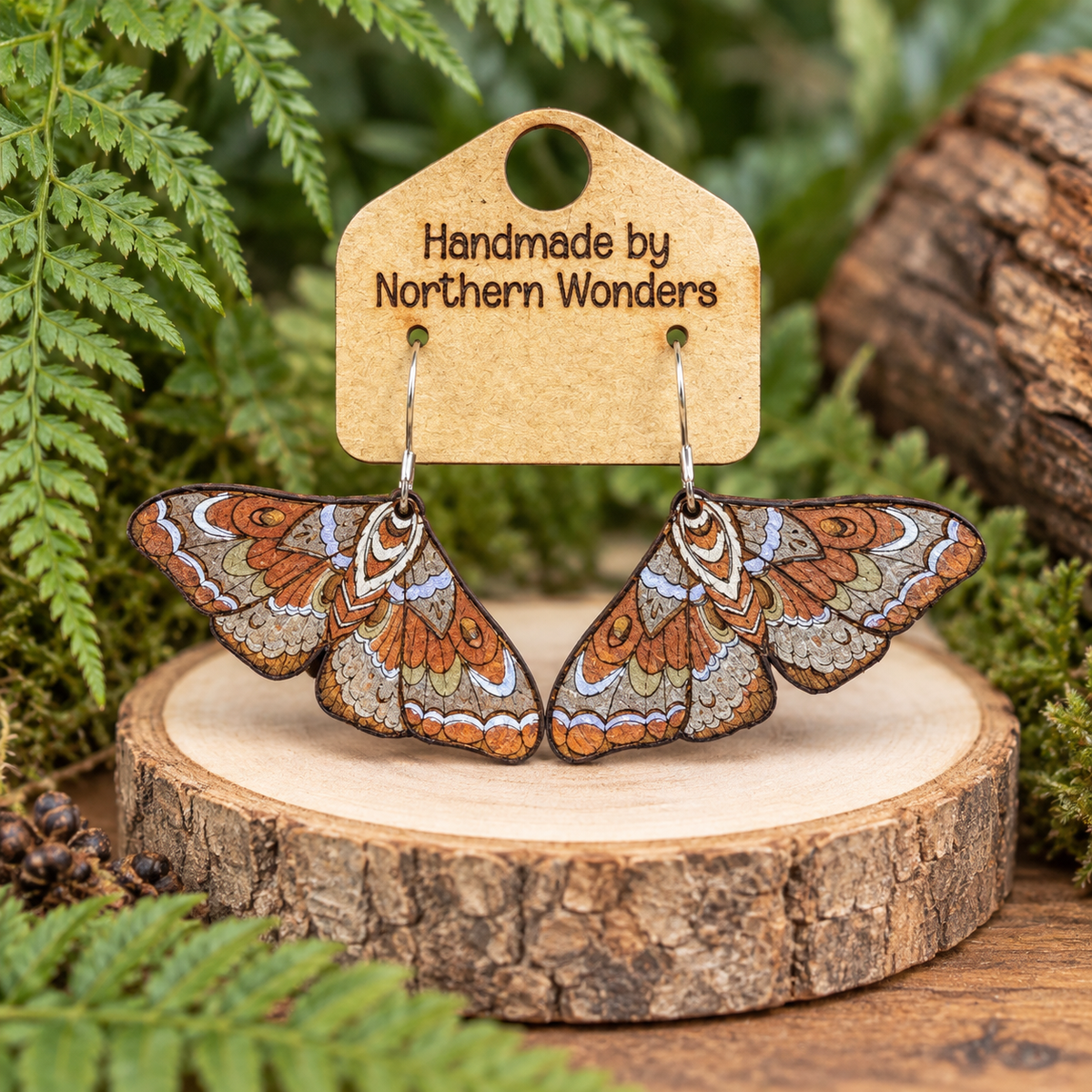 Moth Wood Earring