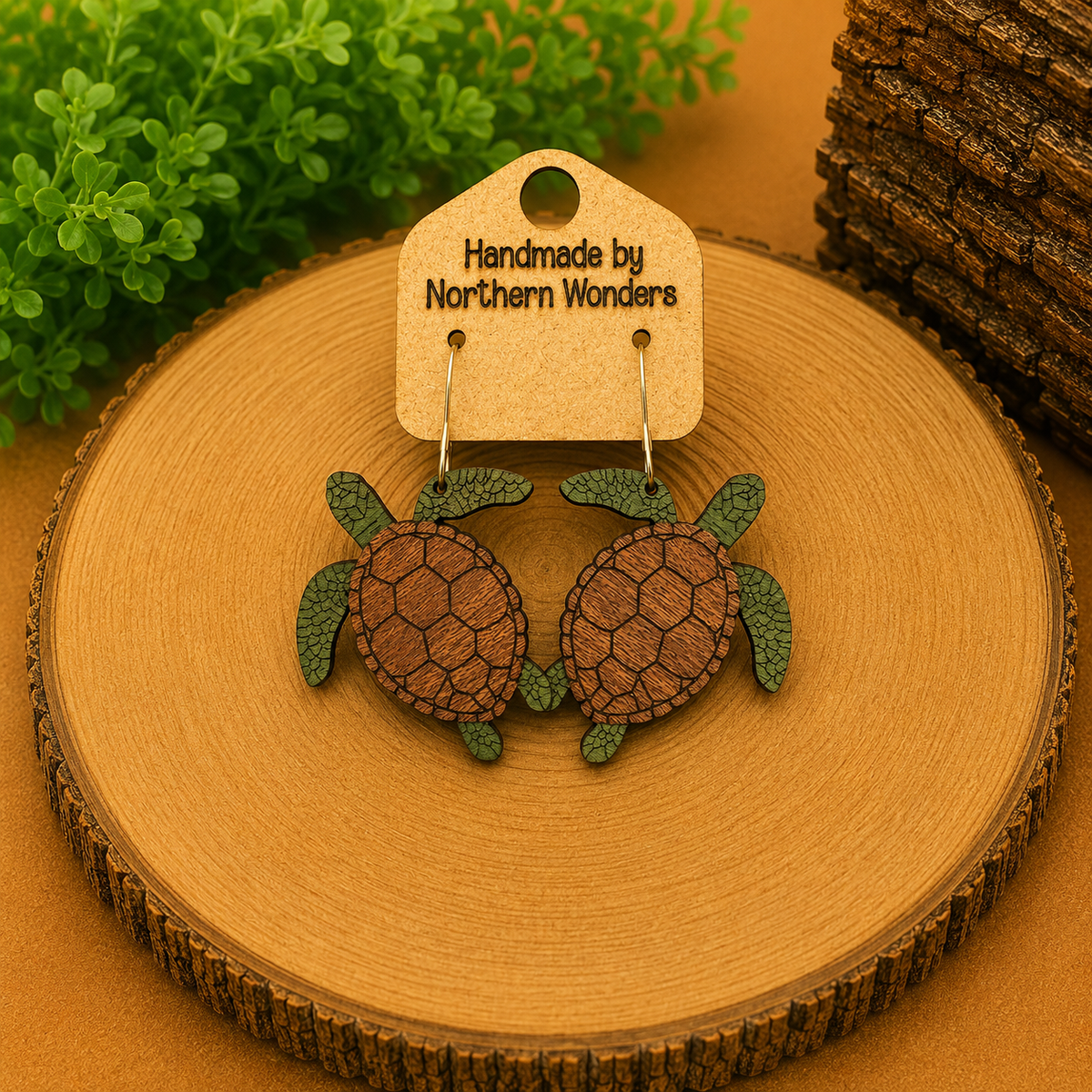 Turtle Wood Earring