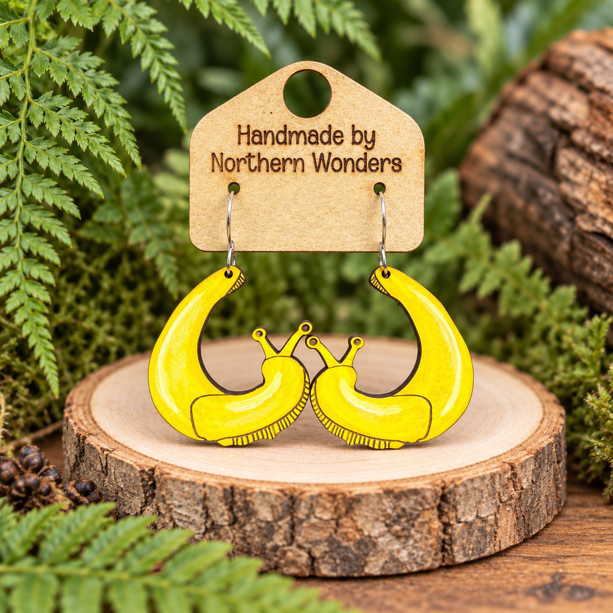Banana Slug Wood Earring