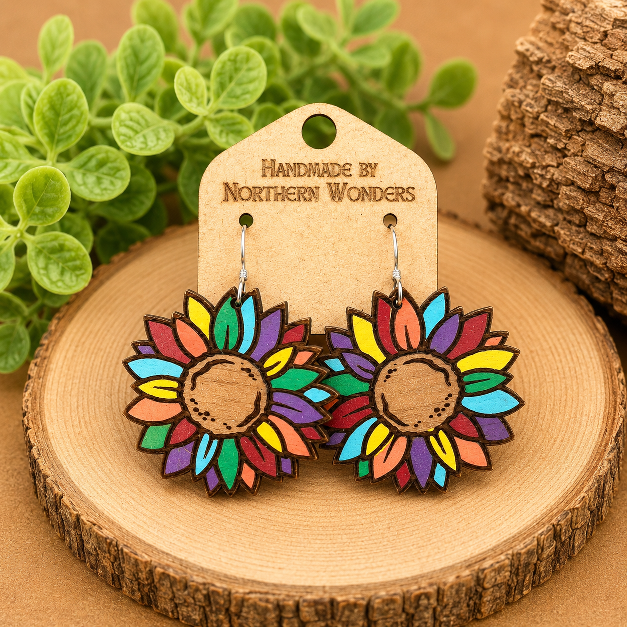 Rainbow Sunflower Earring