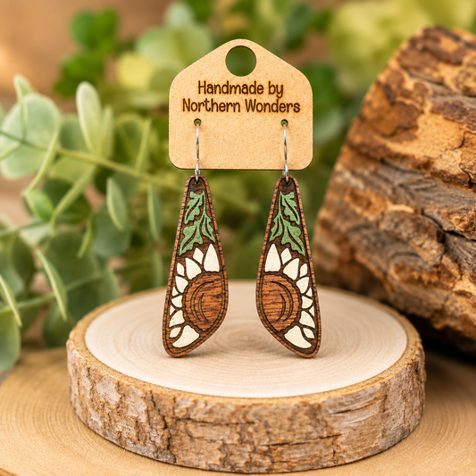 Floral Wood Earring