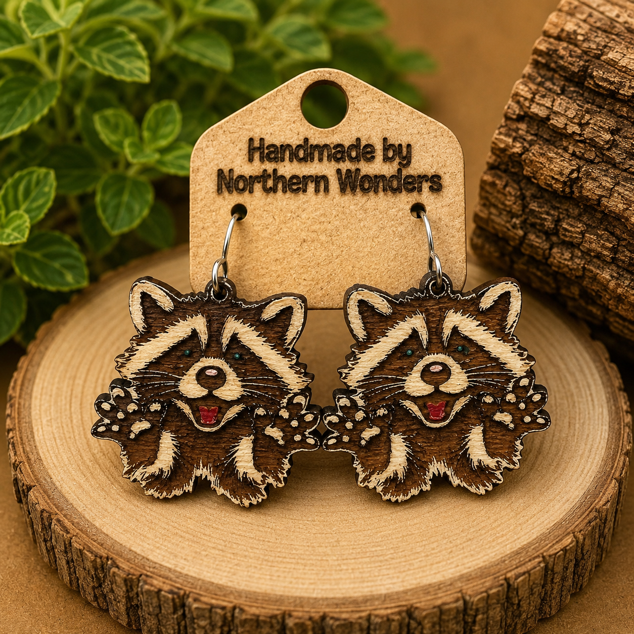 Raccoon Earrings