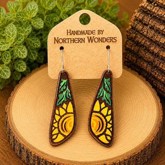 Sunflower Wood Earrings