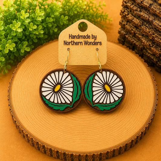 Floral Wood Earring