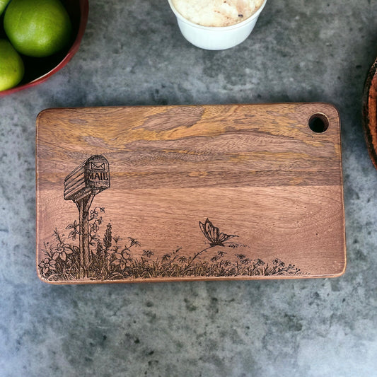 Floral Mail Box Cutting Board