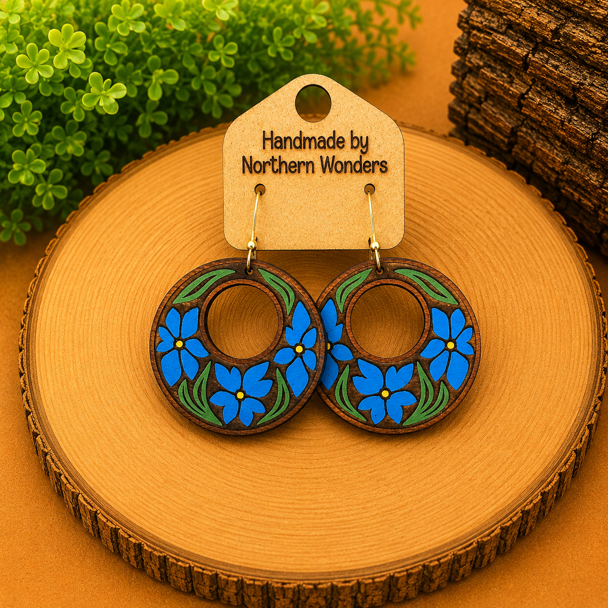 Floral Wood Earring