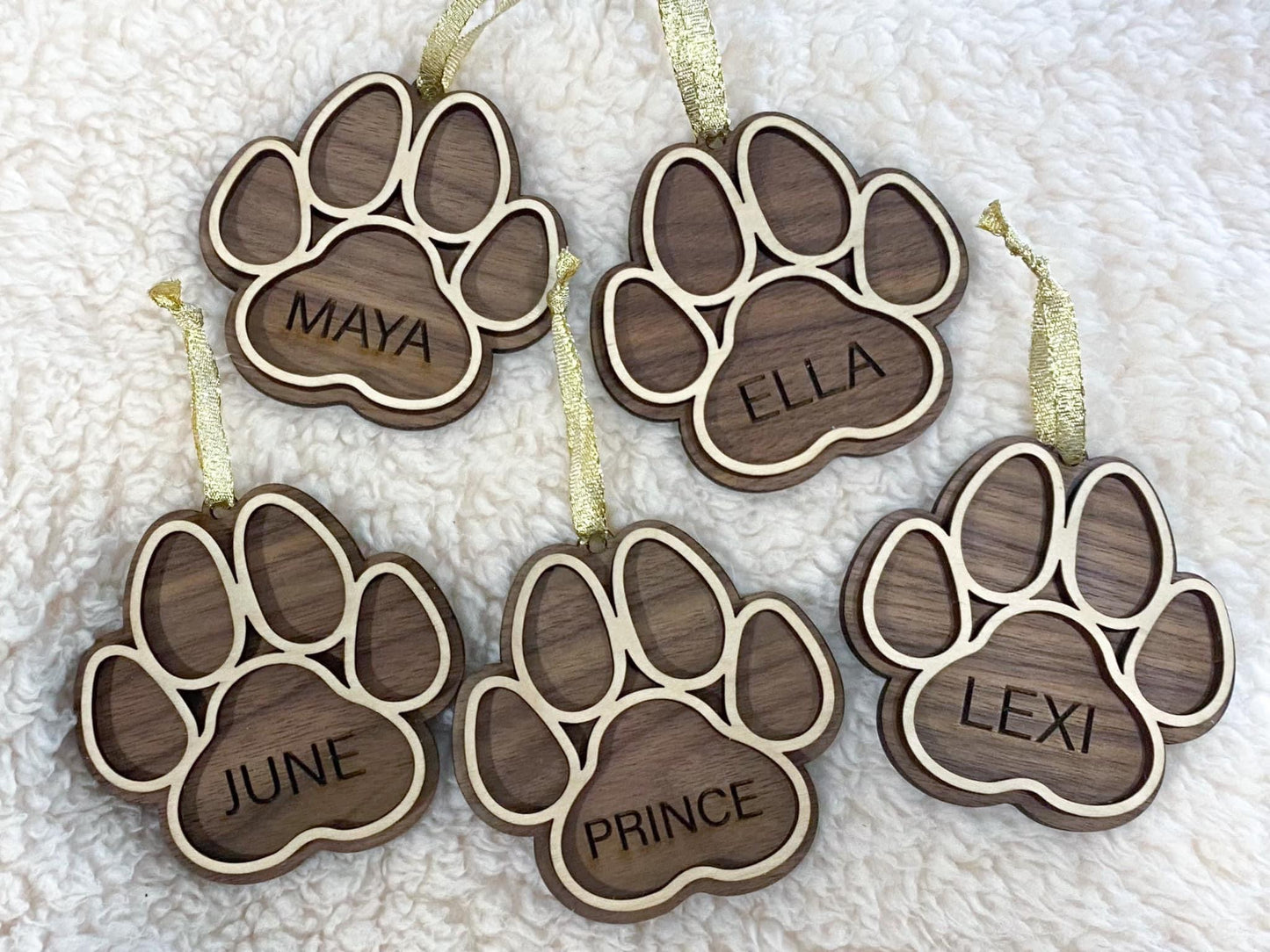Walnut Pet Name Ornaments