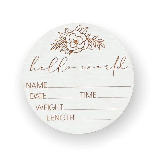8" Floral Hello World Sign